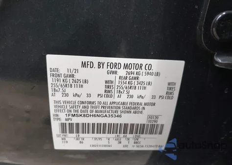 2022 Ford Explorer Xlt z USA, uszkodzony, nr VIN 1FMSK8DH6NGA35346